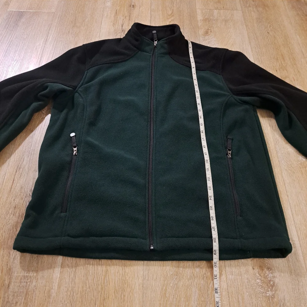 G.H. Bass & Co. Dark Green Black Full-Zip Outdoor Fleece Jacket Men's Size Large